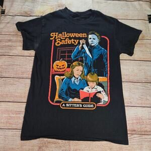 Halloween T-Shirt Men's Black S Michael Myers A Sitter's Guide Graphic Cotton